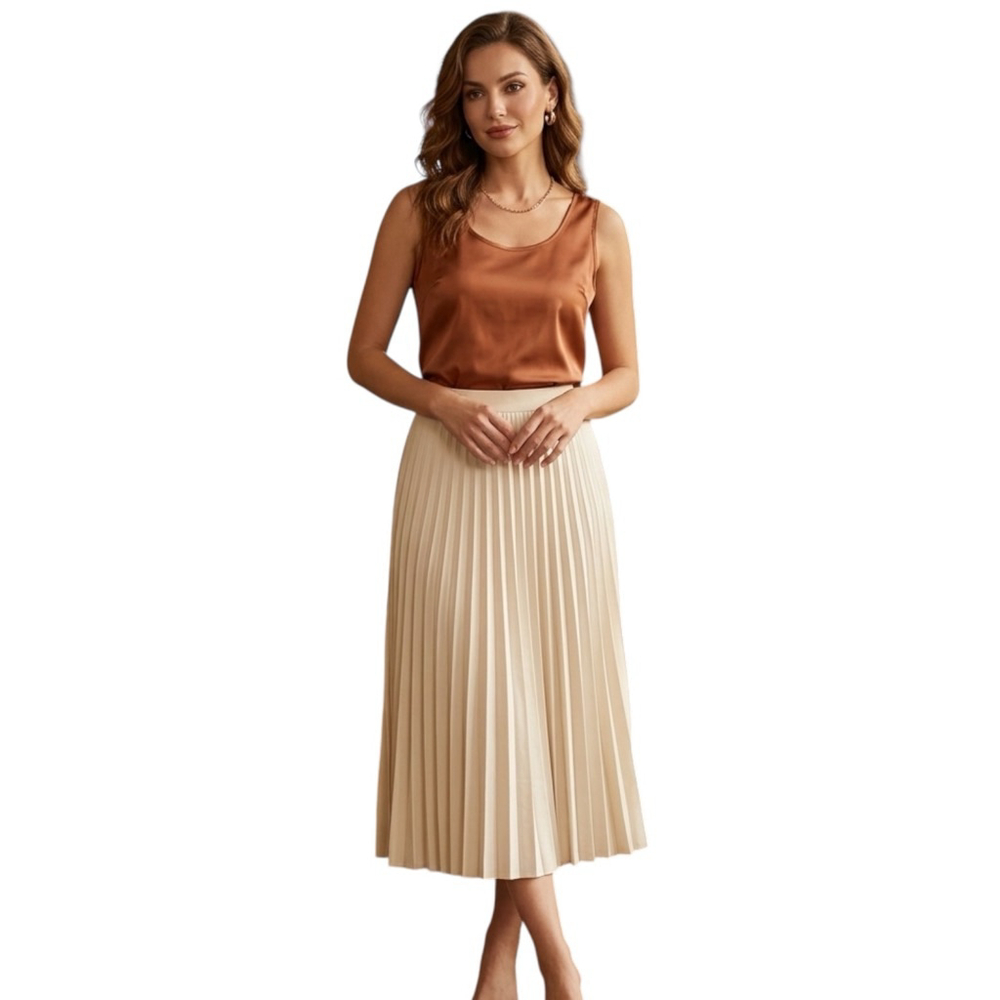 MOYEE Satin Camisole Tank Copper Brown Silky Top Size M NWT